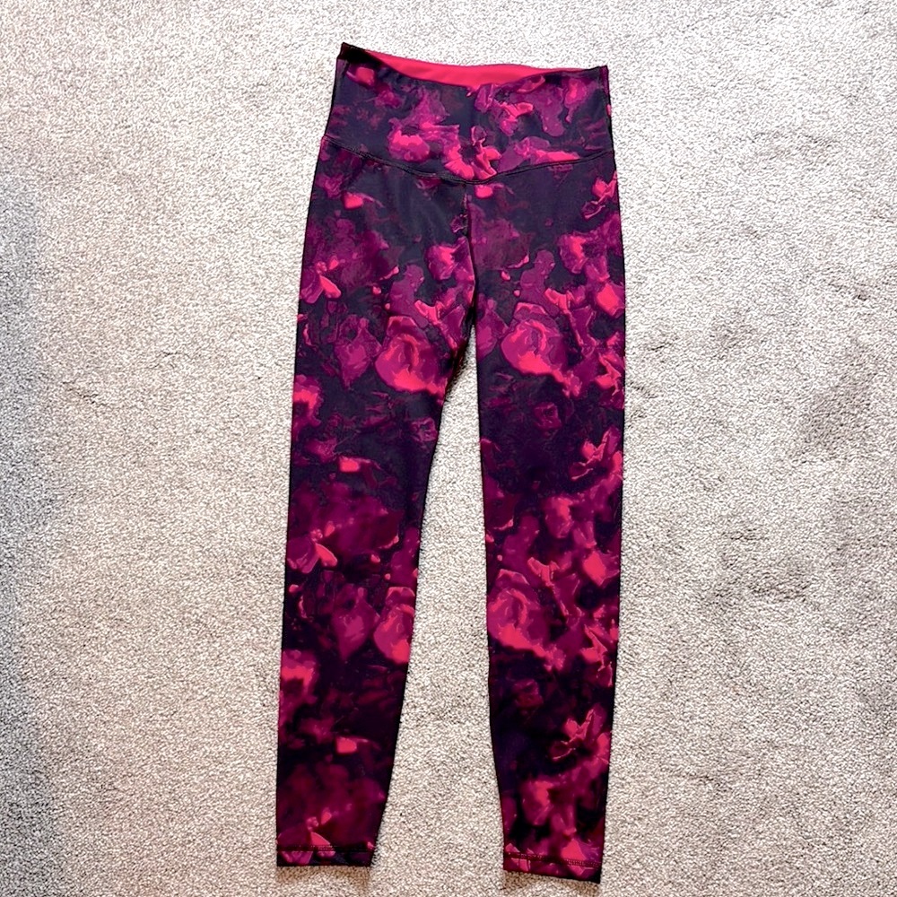 Old Navy Women's High Waisted Compression Pink/Black Leggings "Always Bright" M